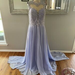Lavender A-Line/Princess Scoop Sleeveless Floor-Length Applique Chiffon Dress 💜